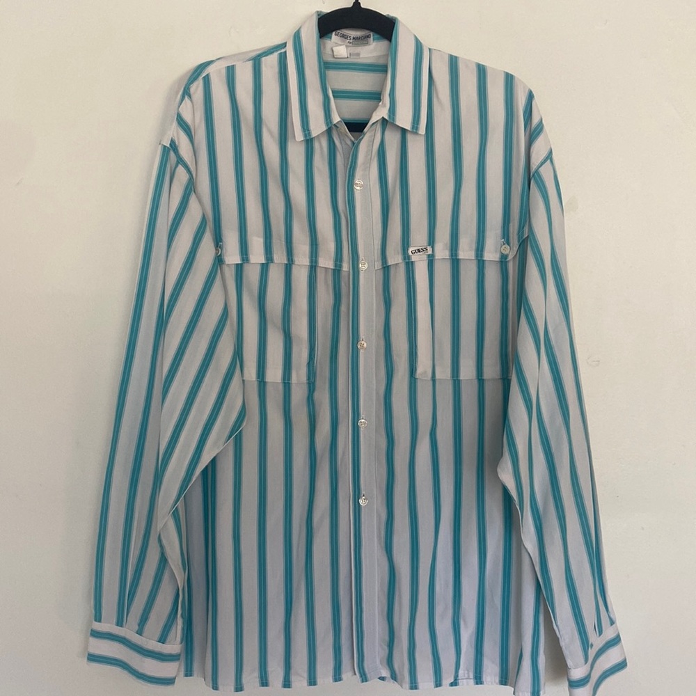 Vintage Guess by George Marciano Striped Shirt, Sz L